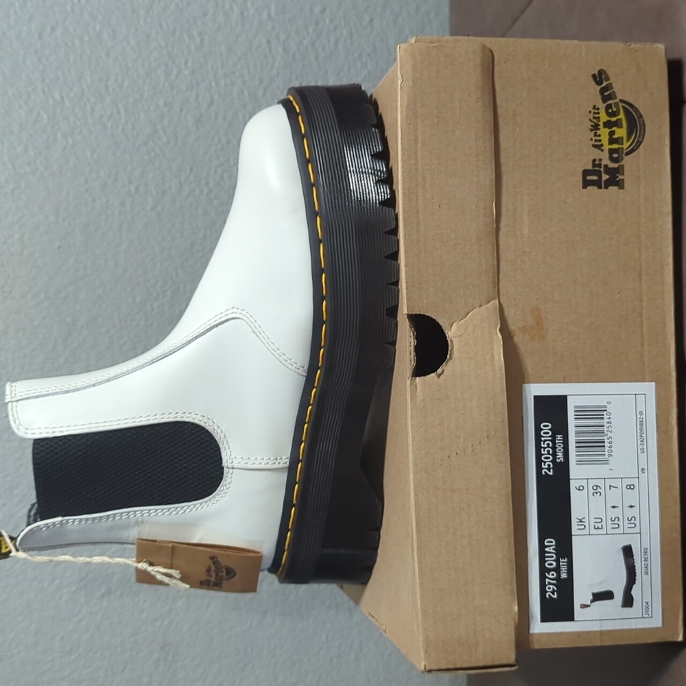 Dr. Martens White Leather Chelsea Boots